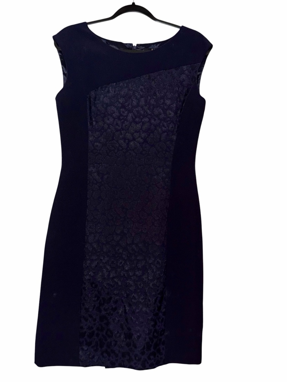 Alex Marie Size 6 Sleeveless Navy Textured Panel Sheath Dress